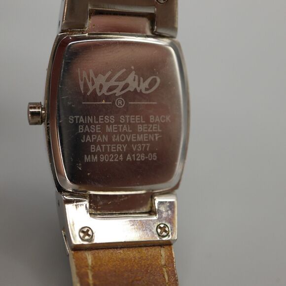 Mossimo Silver Tone Square Barrel Watch Yellow Leather Strap w New Battery - Picture 6 of 13